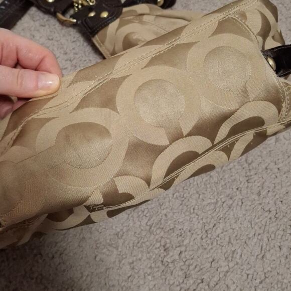 Coach 14305 Madison Signature Op Art Brown Sateen Maggie Carryall Shoulder Bag - Picture 12 of 12